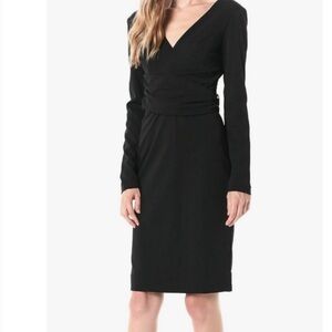 Dress the population Size XXS black long sleeve self belt midi dress NEW